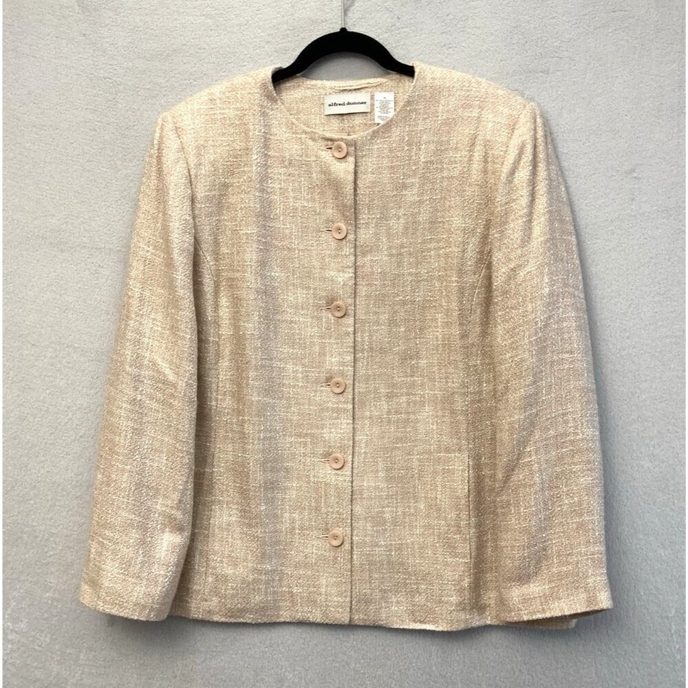 Alfred Dunner PINK Button Up Tweed Blazer Jacket Womens 18 Professional Formal